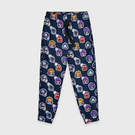 Детские брюки 3D с принтом EMOJI Brawl Stars MONOGRAM в Тюмени, 100% полиэстер | манжеты по низу, эластичный пояс регулируется шнурком, по бокам два кармана без застежек, внутренняя часть кармана из мелкой сетки | brawl stars | emoji | fashion | game | hip hop | мода | уличная мода | хип хоп | эмоджи