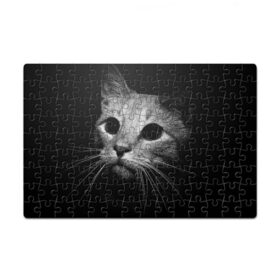 Пазл магнитный 126 элементов с принтом Чёрный кот в Тюмени, полимерный материал с магнитным слоем | 126 деталей, размер изделия —  180*270 мм | Тематика изображения на принте: животное | кот | кошка | тёмный рисунок | чёрный фон