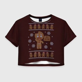 Женская футболка Crop-top 3D с принтом I Hate Christmas в Тюмени, 100% полиэстер | круглая горловина, длина футболки до линии талии, рукава с отворотами | 