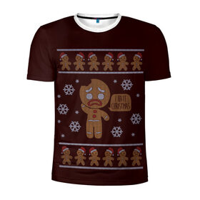 Мужская футболка 3D спортивная с принтом I Hate Christmas в Тюмени, 100% полиэстер с улучшенными характеристиками | приталенный силуэт, круглая горловина, широкие плечи, сужается к линии бедра | Тематика изображения на принте: 