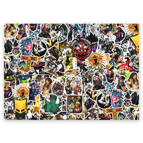 Поздравительная открытка с принтом JoJo’s Sticker Bombing в Тюмени, 100% бумага | плотность бумаги 280 г/м2, матовая, на обратной стороне линовка и место для марки
 | anime | jojo’s bizarre adventure | sticker bombing | аниме | джо джо | жо жо | манга | мультфильм | невероятные приключения джоджо | персонаж | стикер бомбинг
