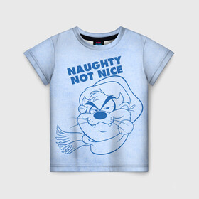 Детская футболка 3D с принтом Naughty not nice в Тюмени, 100% гипоаллергенный полиэфир | прямой крой, круглый вырез горловины, длина до линии бедер, чуть спущенное плечо, ткань немного тянется | devil | looney | tasmanian | tunes | vdzajul | дьявол | тасманский