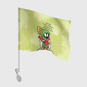 Флаг для автомобиля с принтом Seasons greetings в Тюмени, 100% полиэстер | Размер: 30*21 см | Тематика изображения на принте: looney | martian | marvin | tunes | vdzajul | марвин | марсианин