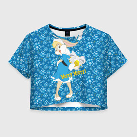 Женская футболка Crop-top 3D с принтом Kooky Christmas в Тюмени, 100% полиэстер | круглая горловина, длина футболки до линии талии, рукава с отворотами | bunny | lola | looney | tunes | vdzajul | бани | банни | лола