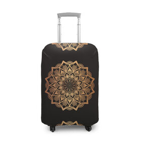 Чехол для чемодана 3D с принтом Мандала в Тюмени, 86% полиэфир, 14% спандекс | двустороннее нанесение принта, прорези для ручек и колес | dreams | trance | yoga | геометрия | дзен | йога | мода | модно | орнамент | сон | спокойствие | стиль | транс | черное золото