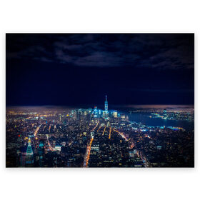 Поздравительная открытка с принтом Ночной город в Тюмени, 100% бумага | плотность бумаги 280 г/м2, матовая, на обратной стороне линовка и место для марки
 | city | new york city | город | ночь | нью йорк