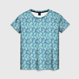 Женская футболка 3D с принтом Снежные веточки в Тюмени, 100% полиэфир ( синтетическое хлопкоподобное полотно) | прямой крой, круглый вырез горловины, длина до линии бедер | 