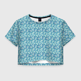 Женская футболка Crop-top 3D с принтом Снежные веточки в Тюмени, 100% полиэстер | круглая горловина, длина футболки до линии талии, рукава с отворотами | 