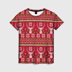 Женская футболка 3D с принтом Viral sweater в Тюмени, 100% полиэфир ( синтетическое хлопкоподобное полотно) | прямой крой, круглый вырез горловины, длина до линии бедер | deer | happy new year | new year | santa | защитный экран | корона | коронавирус | новогодний свитер | новый год | свитер | свитер с маской | свитер с оленями