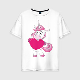 Женская футболка хлопок Oversize с принтом Love в Тюмени, 100% хлопок | свободный крой, круглый ворот, спущенный рукав, длина до линии бедер
 | арт | графика | единорог | пони | фэнтази