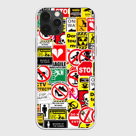 Чехол для iPhone 12 Pro Max с принтом Запрещающие знаки в Тюмени, Силикон |  | danger | sticker bombing | запрещающие знаки | опасность | прикол | стикер бомбинг | череп