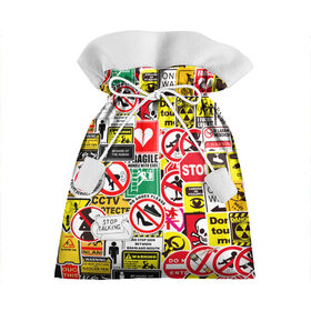 Подарочный 3D мешок с принтом Запрещающие знаки в Тюмени, 100% полиэстер | Размер: 29*39 см | Тематика изображения на принте: danger | sticker bombing | запрещающие знаки | опасность | прикол | стикер бомбинг | череп