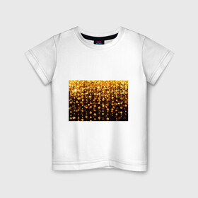 Детская футболка хлопок с принтом ЗОЛОТЫЕ БЛЕСТКИ в Тюмени, 100% хлопок | круглый вырез горловины, полуприлегающий силуэт, длина до линии бедер | gold | pattern | rain | блестки | блестящий | дождь | звезды | золото | красиво | новый год | праздник | снежинки | текстуры