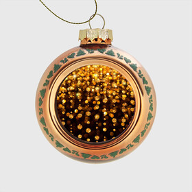 Стеклянный ёлочный шар с принтом ЗОЛОТЫЕ БЛЕСТКИ в Тюмени, Стекло | Диаметр: 80 мм | gold | pattern | rain | блестки | блестящий | дождь | звезды | золото | красиво | новый год | праздник | снежинки | текстуры