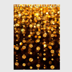 Скетчбук с принтом ЗОЛОТЫЕ БЛЕСТКИ в Тюмени, 100% бумага
 | 48 листов, плотность листов — 100 г/м2, плотность картонной обложки — 250 г/м2. Листы скреплены сверху удобной пружинной спиралью | gold | pattern | rain | блестки | блестящий | дождь | звезды | золото | красиво | новый год | праздник | снежинки | текстуры