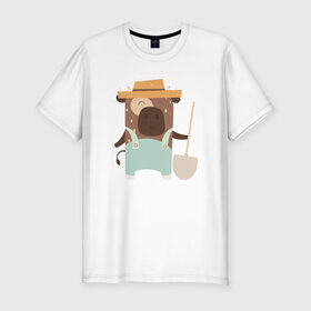 Мужская футболка хлопок Slim с принтом Бык садовник в Тюмени, 92% хлопок, 8% лайкра | приталенный силуэт, круглый вырез ворота, длина до линии бедра, короткий рукав | 