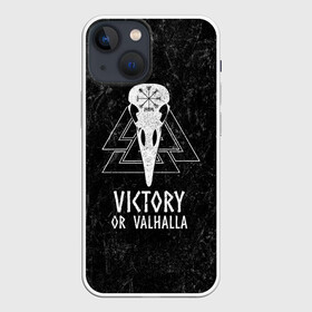 Чехол для iPhone 13 mini с принтом Victory or Valhalla в Тюмени,  |  | вальхалла | викинг | ворон | символ | скандинавия | череп | язычество