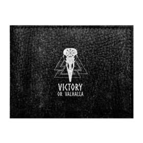 Обложка для студенческого билета с принтом Victory or Valhalla в Тюмени, натуральная кожа | Размер: 11*8 см; Печать на всей внешней стороне | вальхалла | викинг | ворон | символ | скандинавия | череп | язычество