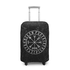 Чехол для чемодана 3D с принтом Вегвизир в Тюмени, 86% полиэфир, 14% спандекс | двустороннее нанесение принта, прорези для ручек и колес | амулет | вегвизир | викинги | руны | символ | скандинавия | язычество