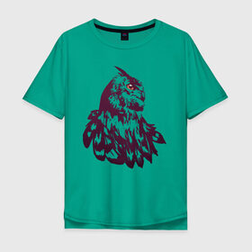 Мужская футболка хлопок Oversize с принтом Сова в Тюмени, 100% хлопок | свободный крой, круглый ворот, “спинка” длиннее передней части | бохо | индейцы | кельты | лес | оранжевый | перья | сказка | сова | филин | хиппи