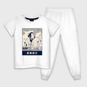 Детская пижама хлопок с принтом Самурай Диджей в Тюмени, 100% хлопок |  брюки и футболка прямого кроя, без карманов, на брюках мягкая резинка на поясе и по низу штанин
 | art | cyberpunk samurai | dj | music | ninja | oni | ronin | samurai | shogun | арт | диск жокей | киберпанк самурай | мерч | мужик | мужчина | музыка | прикол | путь воина | путь война | ронин | сёгун | сепукку | токио | харакири