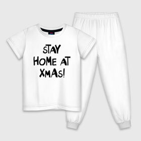 Детская пижама хлопок с принтом stay home at xmas! в Тюмени, 100% хлопок |  брюки и футболка прямого кроя, без карманов, на брюках мягкая резинка на поясе и по низу штанин
 | 