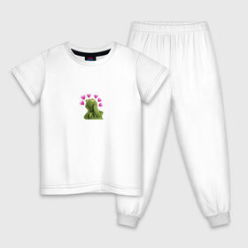 Детская пижама хлопок с принтом Кермит и сердечки в Тюмени, 100% хлопок |  брюки и футболка прямого кроя, без карманов, на брюках мягкая резинка на поясе и по низу штанин
 | Тематика изображения на принте: 