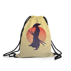 Рюкзак-мешок 3D с принтом Ронин в Тюмени, 100% полиэстер | плотность ткани — 200 г/м2, размер — 35 х 45 см; лямки — толстые шнурки, застежка на шнуровке, без карманов и подкладки | bushido | japan | japanes | katana | ronin | samurai | sword | бусидо | воин | восходящее солнце | катана | кимоно | меч | мечник | рассвет | ронин | самурай | самурайский | силуэт | силуэт воина | солнце | якудза | японец