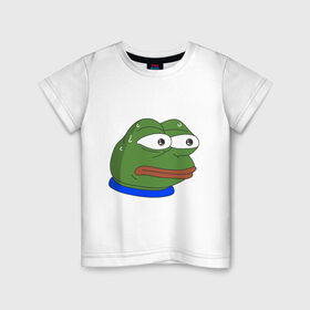 Детская футболка хлопок с принтом Pepe MonkaS в Тюмени, 100% хлопок | круглый вырез горловины, полуприлегающий силуэт, длина до линии бедер | monkas | pepe | испуг | лягушка | мем | пепе | эмоут