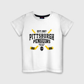 Детская футболка хлопок с принтом Питтсбург Пингвинз в Тюмени, 100% хлопок | круглый вырез горловины, полуприлегающий силуэт, длина до линии бедер | Тематика изображения на принте: hockey | nhl | penguins | pittsburg | pittsburgh | pittsburgh penguins | usa | нхл | пингвинз | питтсбург | питтсбург пингвинз | спорт | сша | хоккей | шайба