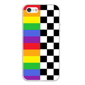 Чехол для iPhone 5/5S матовый с принтом Rainbow в Тюмени, Силикон | Область печати: задняя сторона чехла, без боковых панелей | музыкант | паттерн | полосы | радуга | реп | рэп | текаши | шахматы | шашки