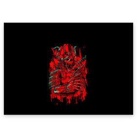 Поздравительная открытка с принтом Death Samurai в Тюмени, 100% бумага | плотность бумаги 280 г/м2, матовая, на обратной стороне линовка и место для марки
 | Тематика изображения на принте: 2077 | art | blood | cyber | cyberpunk | dead | death | demon | japan | mask | ninja | oni | samurai | shadow | shogun | tokyo | warior | арт | воин | война | демон | катана | кибер | киберпанк | кровь | маска | мертвый | ниндзя | путь | самурай
