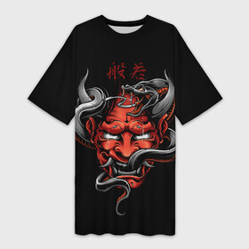 Платье-футболка 3D с принтом Хання в Тюмени,  |  | Тематика изображения на принте: 2077 | art | blood | cyber | cyberpunk | dead | death | demon | japan | mask | ninja | oni | samurai | shadow | shogun | tokyo | warior | арт | воин | война | демон | катана | кибер | киберпанк | кровь | маска | мертвый | ниндзя | путь | самурай
