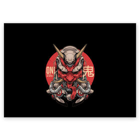 Поздравительная открытка с принтом Cyber Oni Samurai в Тюмени, 100% бумага | плотность бумаги 280 г/м2, матовая, на обратной стороне линовка и место для марки
 | 2077 | art | blood | cyber | cyberpunk | dead | death | demon | japan | mask | ninja | oni | samurai | shadow | shogun | tokyo | warior | арт | воин | война | демон | катана | кибер | киберпанк | кровь | маска | мертвый | ниндзя | путь | самурай