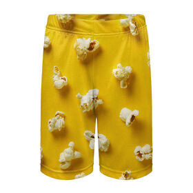 Детские спортивные шорты 3D с принтом Попкорн в Тюмени,  100% полиэстер
 | пояс оформлен широкой мягкой резинкой, ткань тянется
 | popcorn | воздушная | еда | кино | кинотеатр | кукуруза | кушать | попкорн | сладкий | соленый | сырный | хрустящий