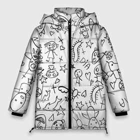 Женская зимняя куртка 3D с принтом DIE ANTWOORD в Тюмени, верх — 100% полиэстер; подкладка — 100% полиэстер; утеплитель — 100% полиэстер | длина ниже бедра, силуэт Оверсайз. Есть воротник-стойка, отстегивающийся капюшон и ветрозащитная планка. 

Боковые карманы с листочкой на кнопках и внутренний карман на молнии | die antwoord | electro | hip hop | music | ninja | pattern | punk | techno | texture | йоланди | музыка | ниндзя | панк | рисунок | рэп | текстура | техно | тюдор | хип хоп | электро | юар