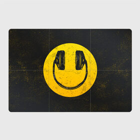 Магнитный плакат 3Х2 с принтом Наушники Смайл в Тюмени, Полимерный материал с магнитным слоем | 6 деталей размером 9*9 см | люблю музыку | музыка | наушники | смайл | улыбка | эмодзи