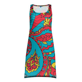 Платье-майка 3D с принтом Цветочный Узор в Тюмени, 100% полиэстер | полуприлегающий силуэт, широкие бретели, круглый вырез горловины, удлиненный подол сзади. | paisley | бабочка | бута | индия | ориентальный | орнамент | цветы