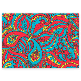 Поздравительная открытка с принтом Цветочный Узор в Тюмени, 100% бумага | плотность бумаги 280 г/м2, матовая, на обратной стороне линовка и место для марки
 | Тематика изображения на принте: paisley | бабочка | бута | индия | ориентальный | орнамент | цветы
