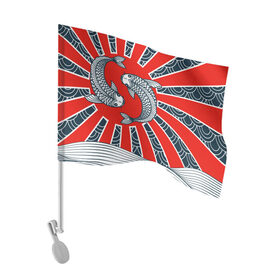 Флаг для автомобиля с принтом Карпы Кои в Тюмени, 100% полиэстер | Размер: 30*21 см | бамбук | инь янь | карп | кои | рыба | узор | япония