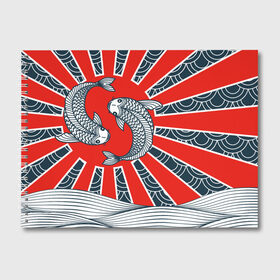 Альбом для рисования с принтом Карпы Кои в Тюмени, 100% бумага
 | матовая бумага, плотность 200 мг. | Тематика изображения на принте: бамбук | инь янь | карп | кои | рыба | узор | япония