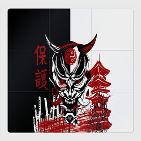 Магнитный плакат 3Х3 с принтом Самурай Samurai в Тюмени, Полимерный материал с магнитным слоем | 9 деталей размером 9*9 см | Тематика изображения на принте: cyberpunk 2077 | ninja | samurai | киберпанк | маска самурая | путь война | самурай | сёгун | семь самураев | токио | чёрный самурай | японский самурай