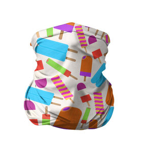 Бандана-труба 3D с принтом Мороженое в Тюмени, 100% полиэстер, ткань с особыми свойствами — Activecool | плотность 150‒180 г/м2; хорошо тянется, но сохраняет форму | Тематика изображения на принте: десерт | мороженое | сладкий лед | фруктовый лед | эскимо
