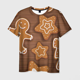 Мужская футболка 3D с принтом Печеньки в Тюмени, 100% полиэфир | прямой крой, круглый вырез горловины, длина до линии бедер | 