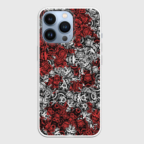 Чехол для iPhone 13 Pro с принтом Красные и Белые самураи в Тюмени,  |  | bushido | samurai | белый | бусидо | воин | демон | красный | маска | паттерн | самурай | сёгун | япония