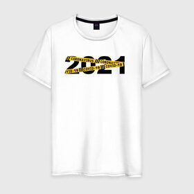 Мужская футболка хлопок с принтом 2021 в Тюмени, 100% хлопок | прямой крой, круглый вырез горловины, длина до линии бедер, слегка спущенное плечо. | 2021 | covid | дед мороз  в маске | ковид | новогодний прикол | новый год | санта