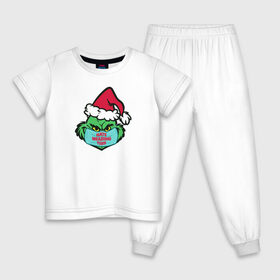 Детская пижама хлопок с принтом Covid Grinch в Тюмени, 100% хлопок |  брюки и футболка прямого кроя, без карманов, на брюках мягкая резинка на поясе и по низу штанин
 | 2020 | 2021 | christmas | grinch | new year | гринч | зима | новогодняя | новогодняя маска | новый год | рождество | снег