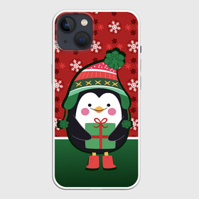 Чехол для iPhone 13 с принтом Пингвин. Новый год в Тюмени,  |  | зима | новый год | паттерн | пингвин | подарок | праздник | снежинки