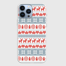 Чехол для iPhone 13 Pro Max с принтом Новогодний пиксельный узор в Тюмени,  |  | christmas | deer | hearts | new year | pattern | pixels | snowflakes | trees | елки | новый год | олени | пиксели | рождество | сердечки | снежинки | узор