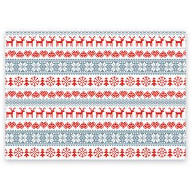 Поздравительная открытка с принтом Новогодний пиксельный узор в Тюмени, 100% бумага | плотность бумаги 280 г/м2, матовая, на обратной стороне линовка и место для марки
 | Тематика изображения на принте: christmas | deer | hearts | new year | pattern | pixels | snowflakes | trees | елки | новый год | олени | пиксели | рождество | сердечки | снежинки | узор